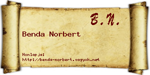 Benda Norbert névjegykártya